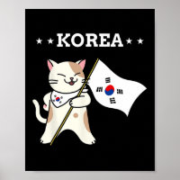 Südkorea - Flagge und Katze