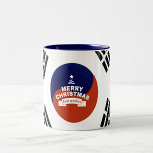 Südkorea-Flagge Weihnachten: Frohe Weihnachtswünsc Zweifarbige Tasse