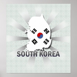 Südkorea-Flaggen-Karte 2,0 Poster