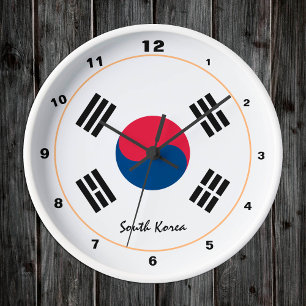 Südkorea Flaggen moderne Zuhause / Design Runde Wanduhr