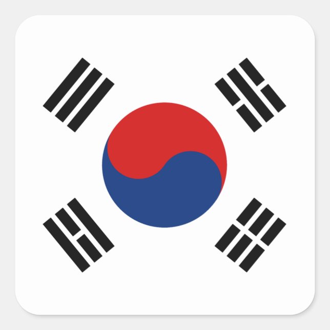 Südkorea Flaggenaufkleber Quadratischer Aufkleber (Vorderseite)