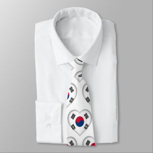 Südkorea Flaggenfarben Herzmuster Neck Tie Krawatte