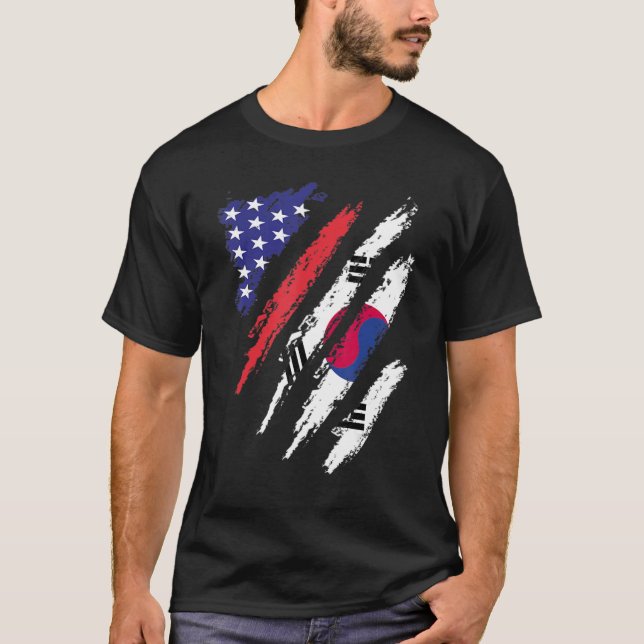 Südkorea Große Flagge USA Patriot Herita T-Shirt (Vorderseite)