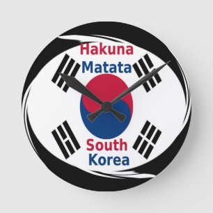 Südkorea Hakuna Matata Art Print/Graphic Runde Wanduhr