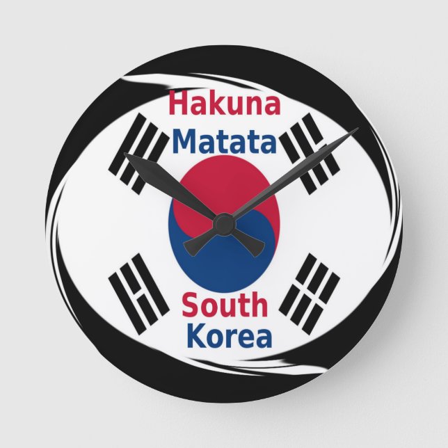 Südkorea Hakuna Matata Art Print/Graphic Runde Wanduhr (Vorderseite)
