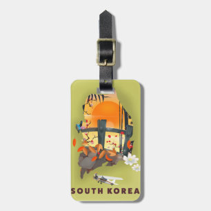 Südkorea illustrierte Landkarte Poster Gepäckanhänger