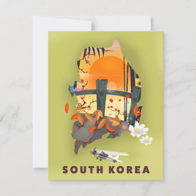Südkorea illustriertes Kartenplakat (Vorderseite)