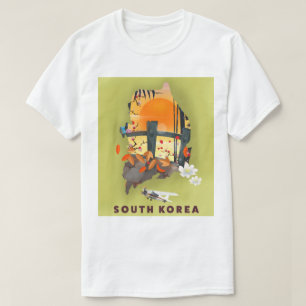 Südkorea illustriertes Kartenplakat T-Shirt