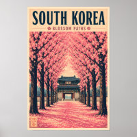 Südkorea-Kirschblüten-Illustration Reise Kunst