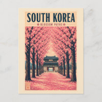 Südkorea-Kirschblüten-Illustration Reise Kunst