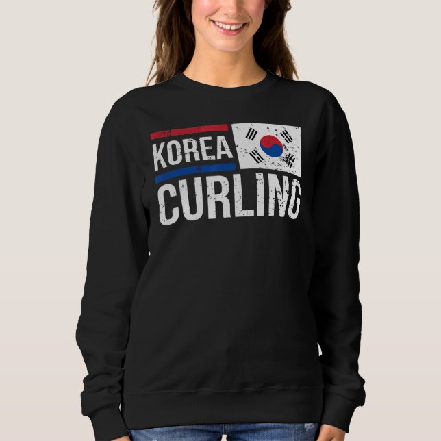 Südkorea Knurling Flag Stone Sport Curler Skip T Sweatshirt (Vorderseite)