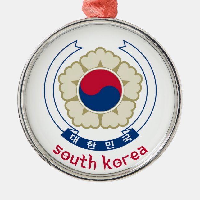SÜDkorea - Koreaner/Asien/Asiat/Emblem/Flagge Silbernes Ornament (Vorne)