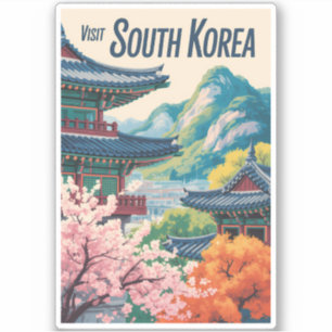 Südkorea Landschaft Illustration Reise Kunst Aufkleber