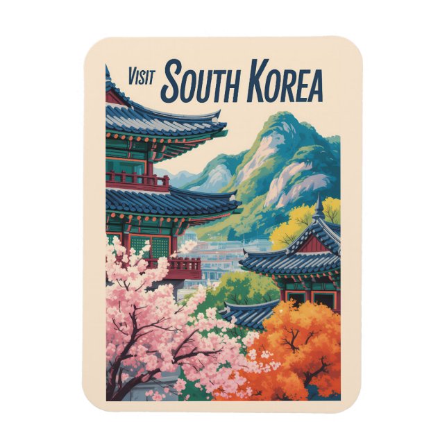 Südkorea Landschaft Illustration Reise Kunst Magnet (Vertikal)