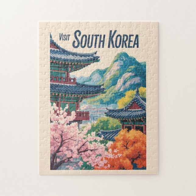 Südkorea Landschaft Illustration Reise Kunst Puzzle (Vertikal)