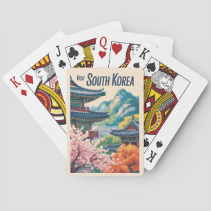 Südkorea Landschaft Illustration Reise Kunst Spielkarten