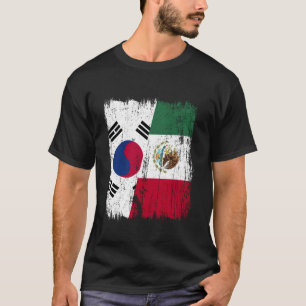 Südkorea Mexiko Halbe Flagge Südkoreanisch Mexikan T-Shirt