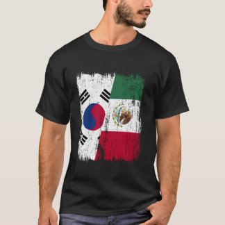 Südkorea Mexiko Halbe Flagge Südkoreanisch Mexikan T-Shirt