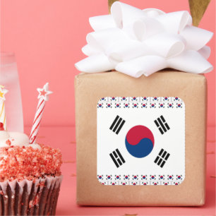 Südkorea Nationalflagge: Koreanischer Taegeukgi-St Quadratischer Aufkleber
