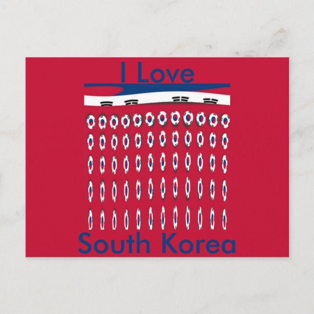 Südkorea Polka Dot Flag Art Design: Eine rote Basi Postkarte (Vorderseite)