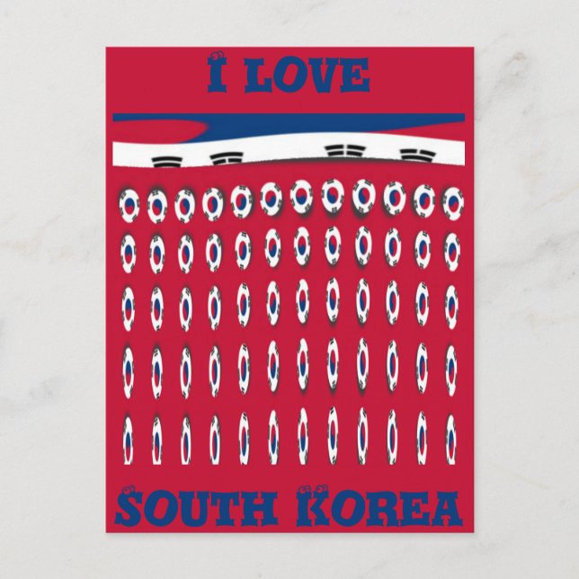 Südkorea Polka Dot Flag Art Design: Eine rote Basi Postkarte (Vorderseite)
