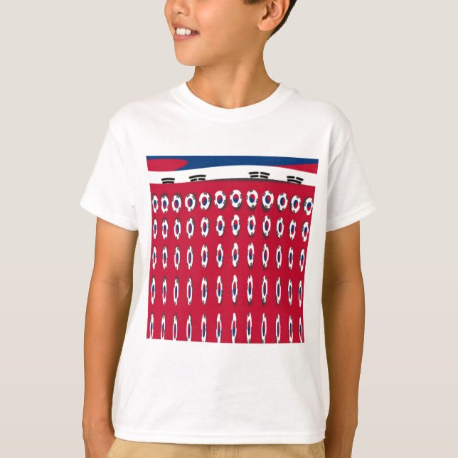 Südkorea Polka Dot Flag Art Design: Eine rote Basi T-Shirt (Vorderseite)