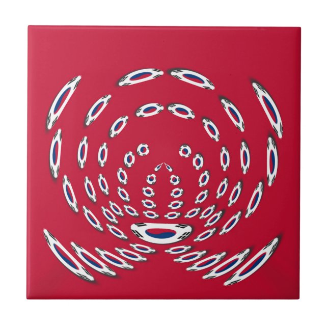Südkorea Polka Dot Flagge Fliese (Vorderseite)