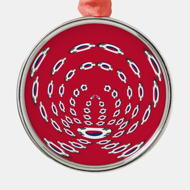 Südkorea Polka Dot Flagge Silbernes Ornament (Vorne)