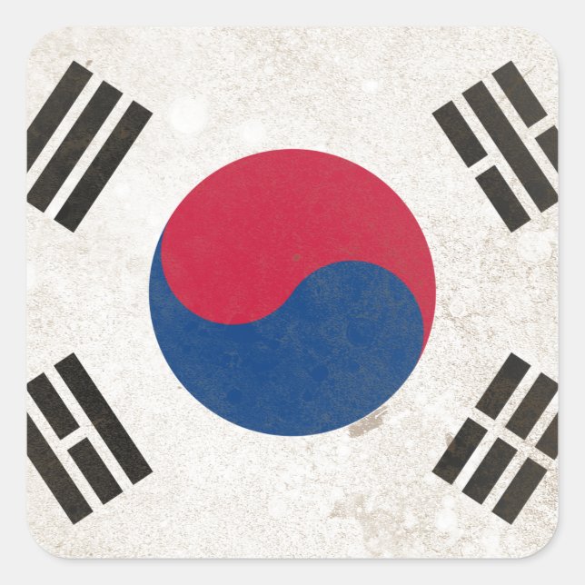 Südkorea Quadratischer Aufkleber (Vorderseite)