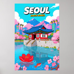 Südkorea Reise Pop Art Poster
