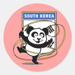 Südkorea Rhythmische Gymnastik Panda Runder Aufkleber
