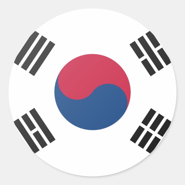 Südkorea Runder Aufkleber (Vorderseite)