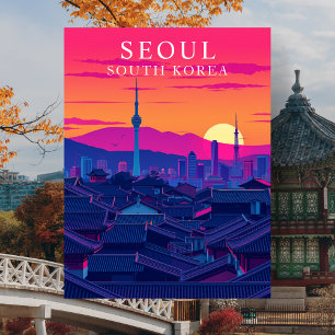 Südkorea Seoul Skyline Fette Sonnenuntergangs-Stad Postkarte