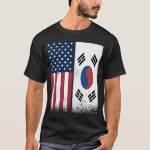 Südkorea Südkoreanische amerikanische Flaggen Prof T-Shirt