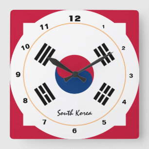Südkorea und Korea fahnen trendige Mode /Design Quadratische Wanduhr