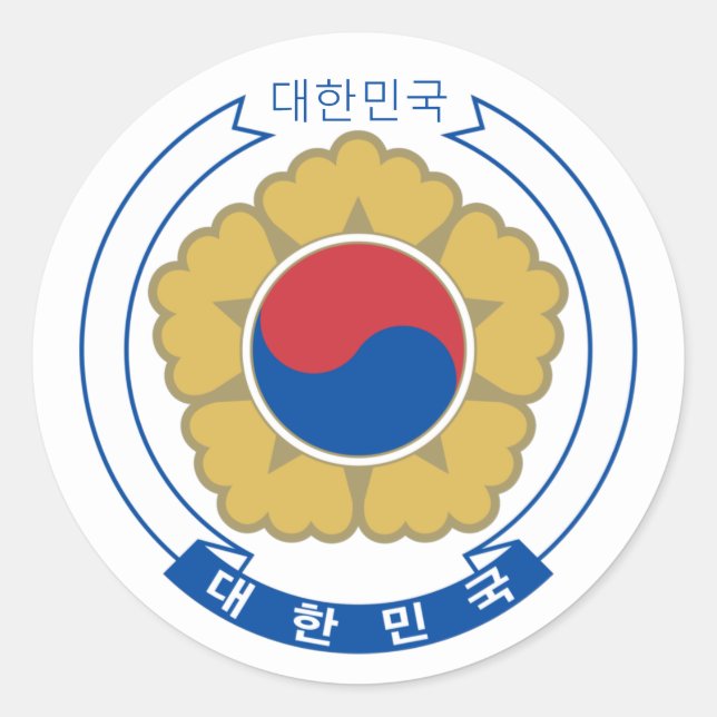 Südkorea und Koreanische Wappen, Flagge/Reise Runder Aufkleber (Vorderseite)