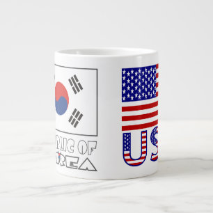 Südkorea und USA-Flaggen Jumbo-Tasse