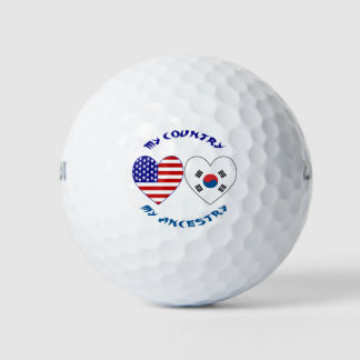 Südkorea und USA Hearts My Country My Ancestry Golfball