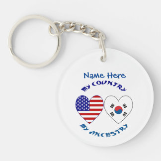 Südkorea USA Herz Landesherkunft Personalisieren Schlüsselanhänger