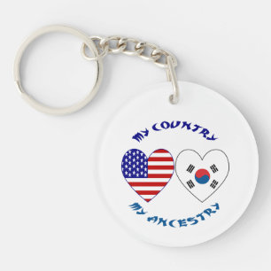 Südkorea USA Herzflagge Erbe Schlüsselanhänger