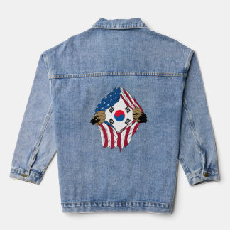 Südkorea, USA, koreanische Roots-Flagge Premium Jeansjacke
