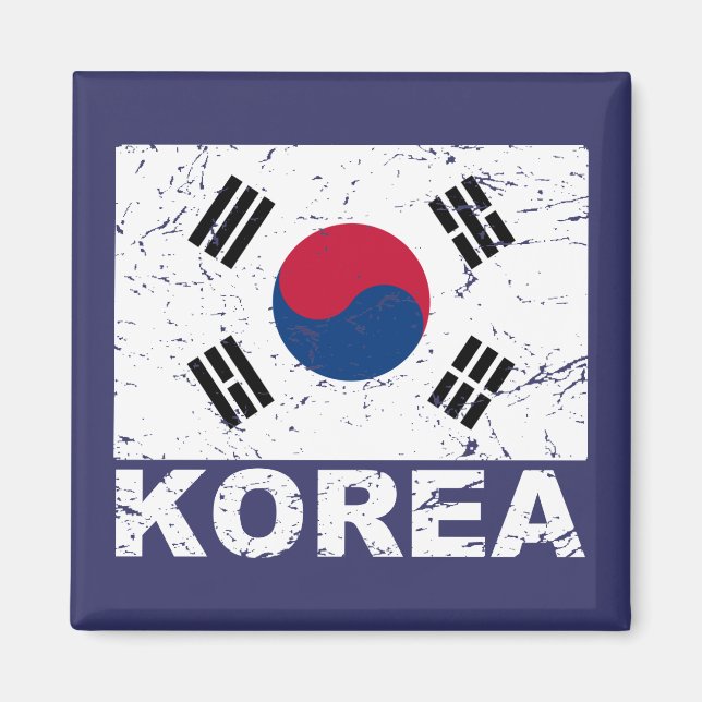 Südkorea Vintage Flagge Magnet (Vorne)