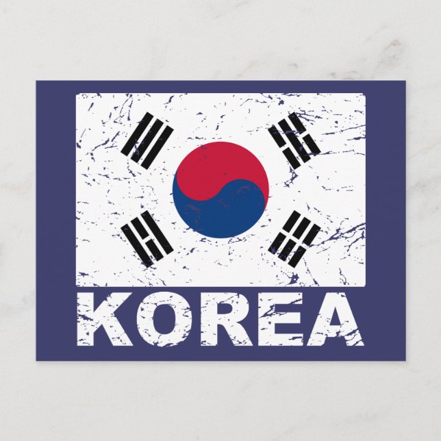 Südkorea Vintage Flagge Postkarte (Vorderseite)