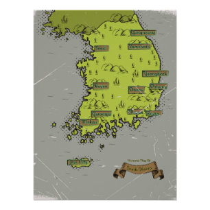 Südkorea Vintage-Stil Karte Poster