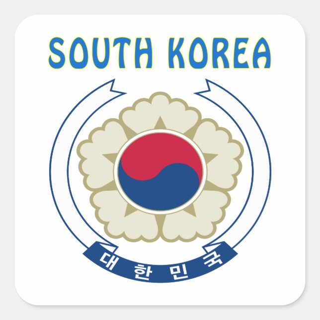 SÜDKOREA-Wappen Quadratischer Aufkleber (Vorderseite)
