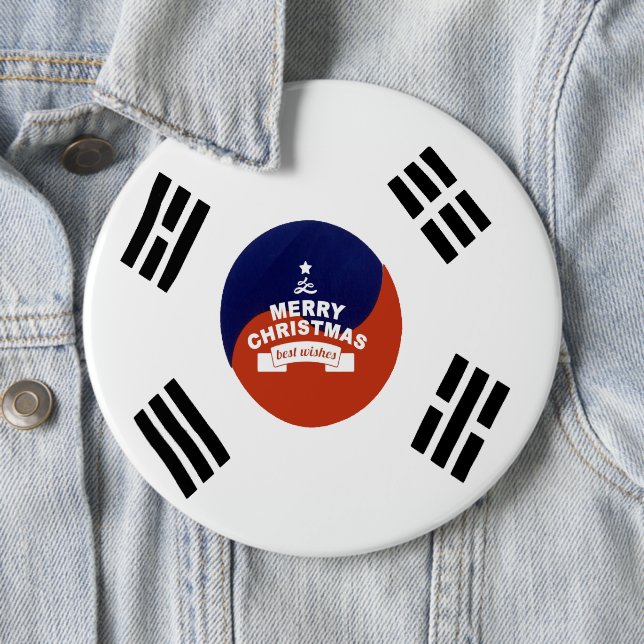 Südkorea Weihnachten im Flaggenstaat: Frohe Weihna Button (Beispiel)