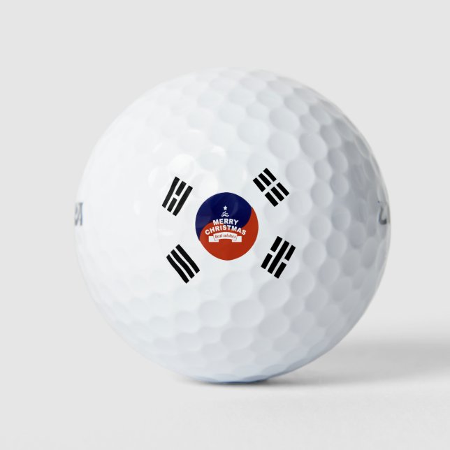 Südkorea Weihnachten im Flaggenstaat: Frohe Weihna Golfball (Vorderseite)