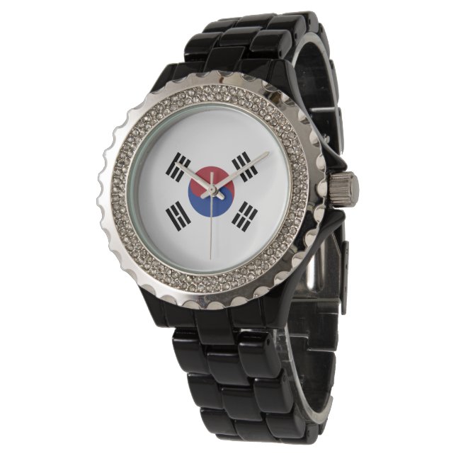 Südkoreaflagge Armbanduhr (Schrägansicht)