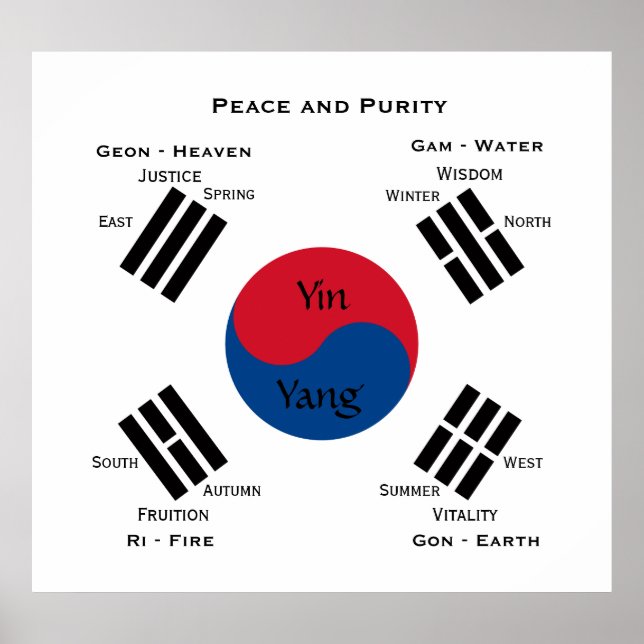 Südkoreaflagge - Yin Yang Poster (Vorne)