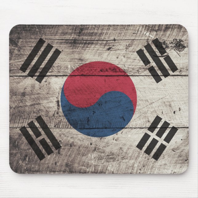 Südkoreanische Fahne aus alten Holz Mousepad (Vorne)